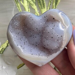 Flower Agate Drusy Quartz Crystal Heart Carving/Flower Agate/Heart Carving/Crystal Heart/Gift Idea/Mother&#39;s Day Gift Idea/Decor