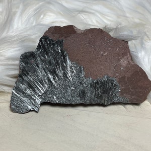 5&quot; PYROLUSITE Crystals on Matrix Rock from Morocco/Mineral Specimen/Pyrolusite Specimen/Pyrolusite Cluster/Collectible Crystals/Gift Idea