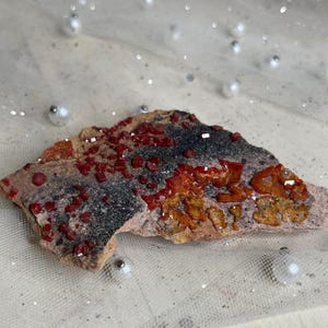 Red VANADINITE Crystals on Matrix Rock from Mibladen, Morocco/Vanadinite Cluster/Vanadinite Crystal/Gift Idea/Natural Stone/Mineral Specimen