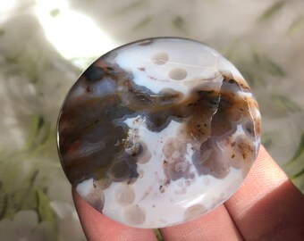 Polished Ocean Jasper Palm Stone: 8th Vein, Madagascar Healing Crystal