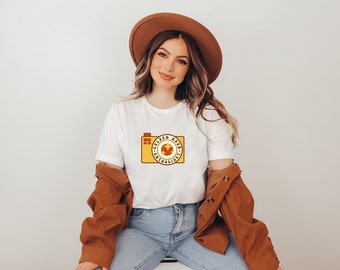 T-shirt med gyllene timmens entusiast Boho Retro Vintage fotograf