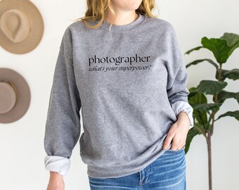Fotograf Superkraft Minimalistisk Boho Fotografi Rundkrage Tröja