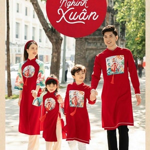 Ao Dai - Matching Family Ao Dai with Tassel in Dragon Design