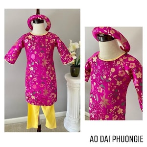 Girls Ao Dai - Ao Dai Be - Red/Pink/Yellow/Fuchsia