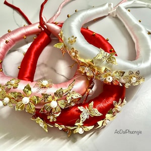 Vietnamese Women Headpiece - mấn áo dài - Embellished for Ao Dai - Red, White or Pink
