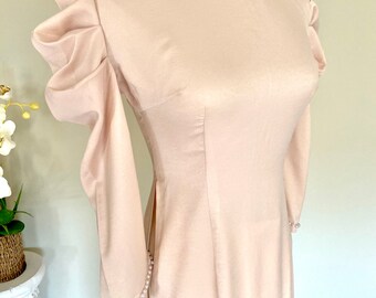 Women Ao Dai - Solid Color with Bead Design - Teal/Beige/Mustard Yellow