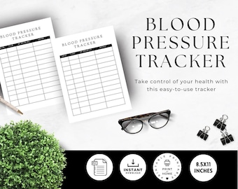 Printable Blood Pressure Log, Medical Tracker, High Blood Pressure Chart, Hypertension Tracking, Blood Sugar, BP Tracker, Heart Rate Log PDF