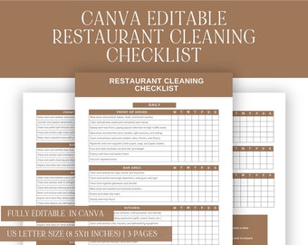 Canva Editable Restaurant Cleaning Checklist (PDF)