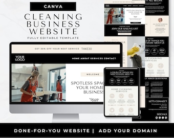 Cleaning Business Website Template: Easy to Customize Canva Design
