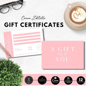 Printable Downloadable Gift Certificate Template Editable Gift