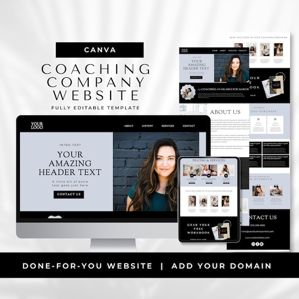 Coaching Website Template Canva, Canva Website Coaching, Canva Coach Website, Canva Website Template for Business Coach, Canva Website Coach