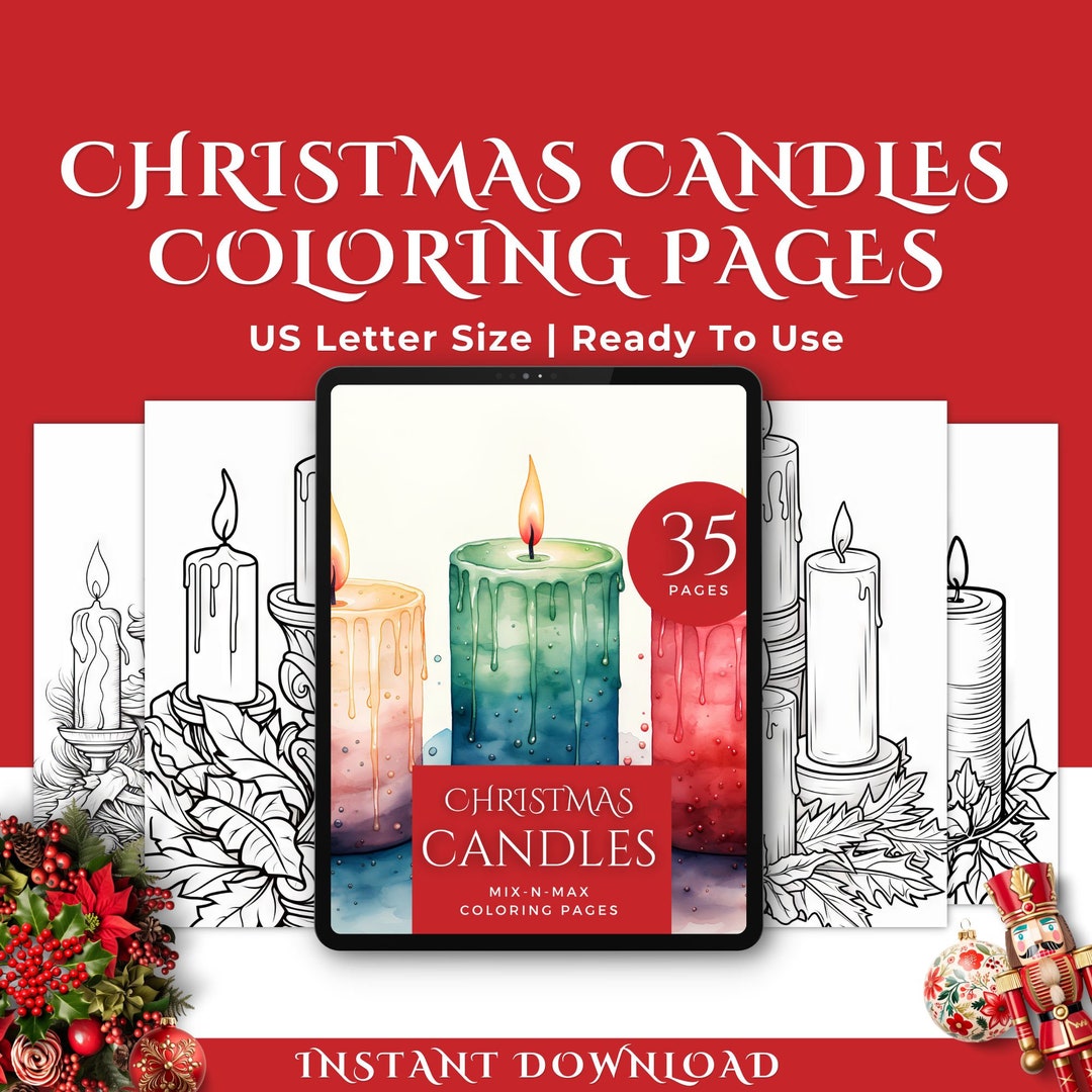 Christmas Candle Coloring Page, Advent Coloring Pages, Instant Download ...