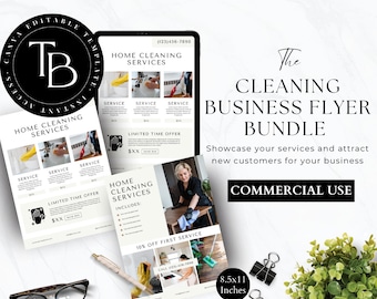 Cleaning Company Flyer Template, Canva Editable (11x8.5 In)