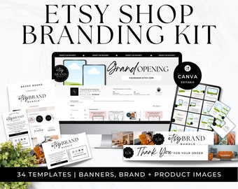 Kit di branding per negozi Etsy: modelli di banner e inserzioni (modificabili con Canva)