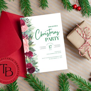 Christmas Cards Template Canva, Canva Christmas Invitation, Christmas Party Invite, Christmas Party Printable, Holiday Party Invitation