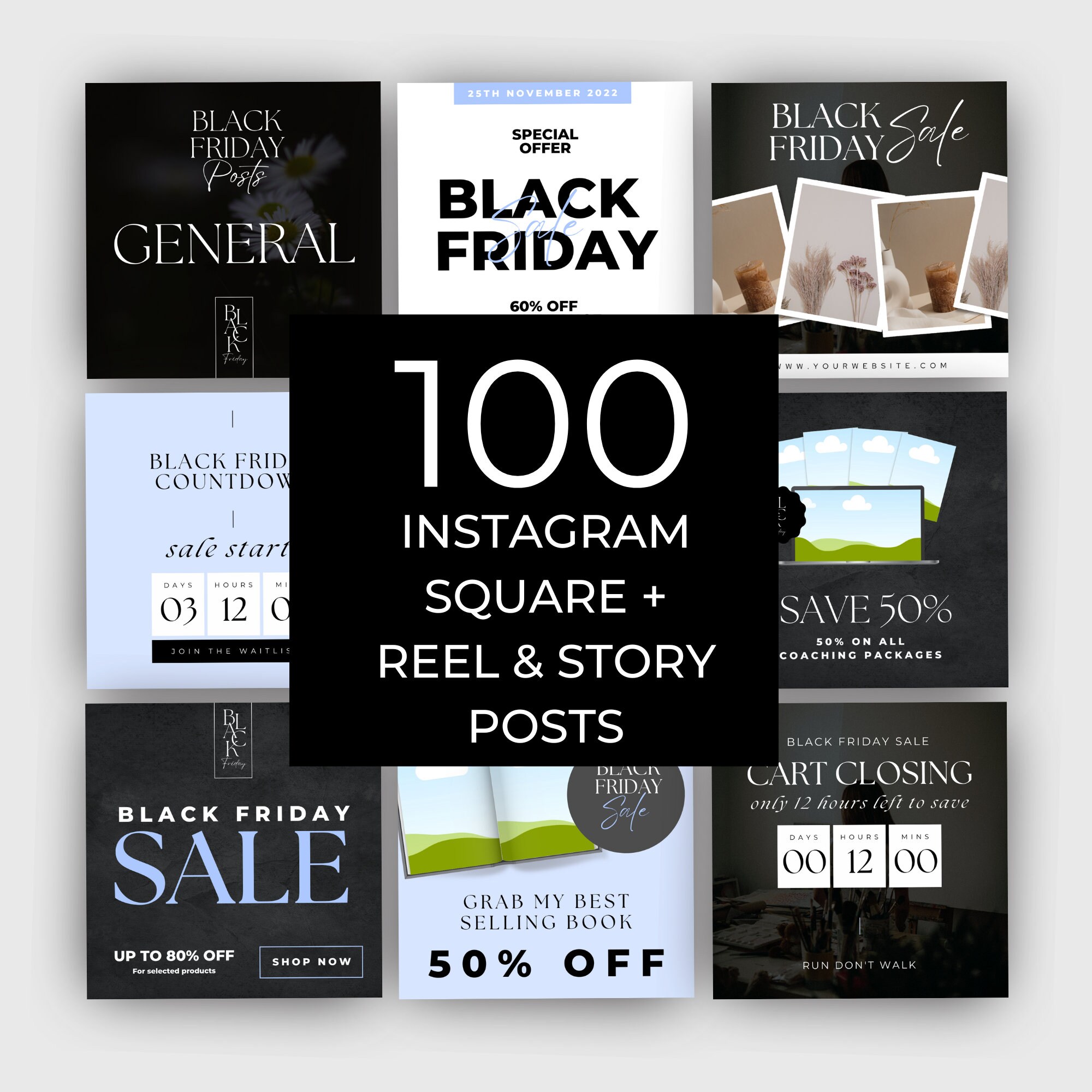 100 Black Friday Instagram Template, Black Friday, IG Reels, IG Stories, Black  Friday Sales, Marketing Promotion, Canva Template, Cyber Sale 