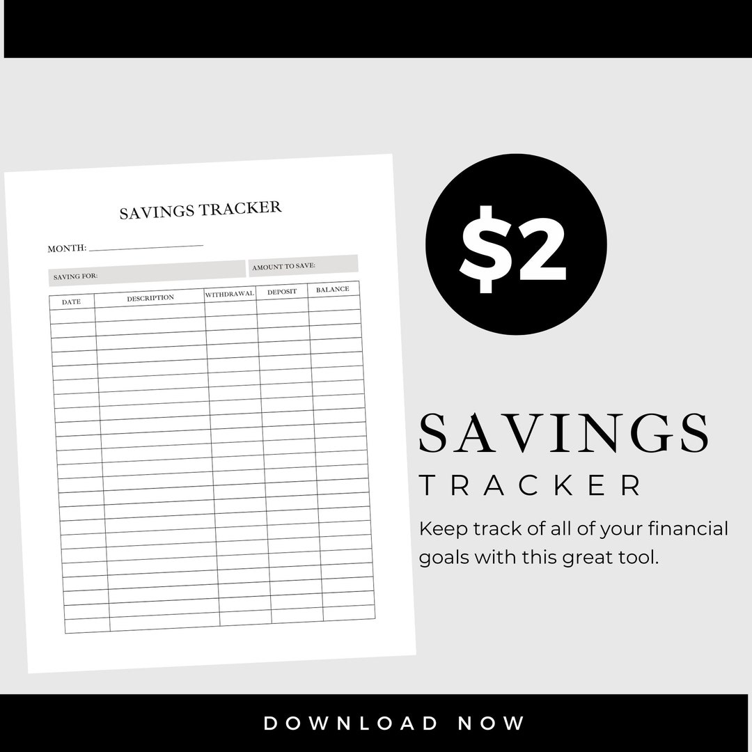 Savings Tracker Personal Finance Tracker Financial Tracker Etsy