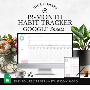 Habit Tracker Google Sheets 2025 Tabelle, Ziele und Fitness-Tracker, ADHS-Planer-Routine, Jahresplaner, Smart Template