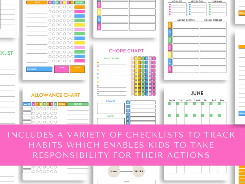 Kids Behavior Chart Set: Editable Chore & Reward Charts, Canva Template ...