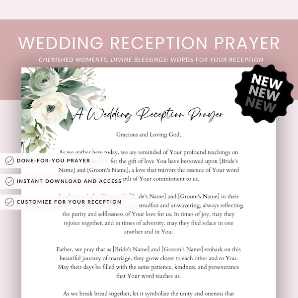 Wedding Reception Prayers, Wedding Day Essentials! Box, Instant Download, Christian Couple Blessing, Emergency Kit, His & Hers, Canva