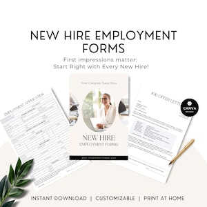 New Hire Paperwork Template, Employee Onboarding Forms Packet, Hiring Documents Bundle, Onboarding Checklist, Hr Forms, Canva Editable