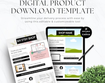Download Instruction Template: Etsy Digital Product Links (Canva Editable)