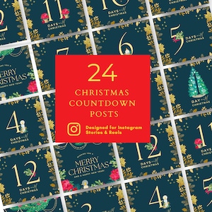 Christmas Countdown Instagram, Christmas Countdown Posts, Instagram Post Templates, Holiday Canva Editable, 24 Days to Christmas, Facebook