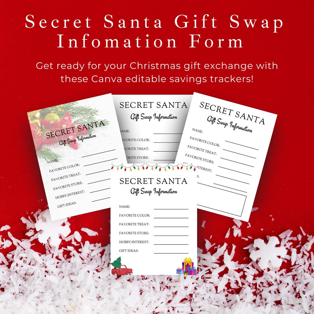 Secret Santa Form, Secret Santa Questionnaire Printable, Secret Santa