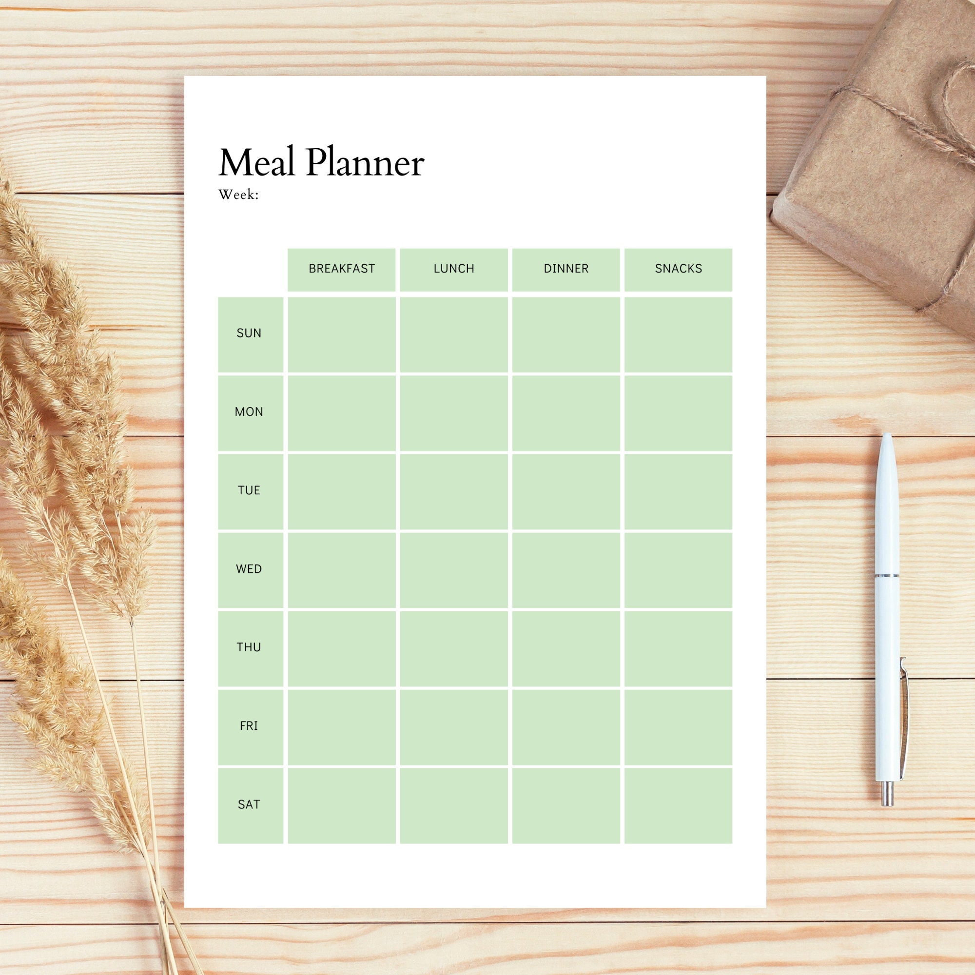 Weekly Menu Planner Template, Daily Menu, Grocery List, Printable PDF ...