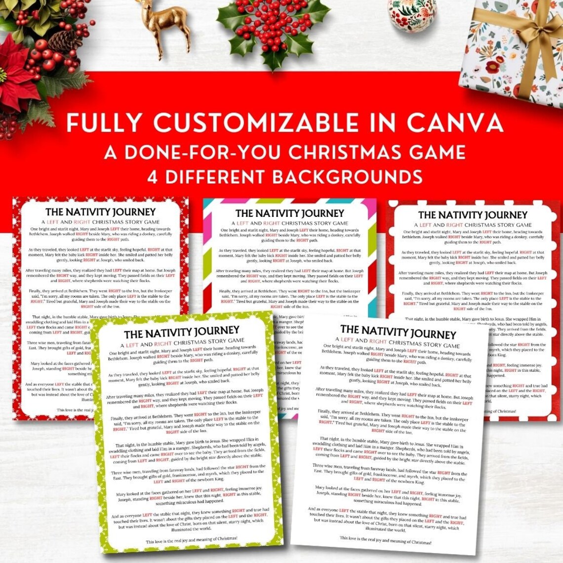 Left Right Nativity Story, Left Right Nativity Printable, Christmas Game, Bible Activity for ...