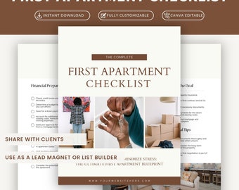 First Apartment Checklist Planner, New Home Guide (Instant Download)