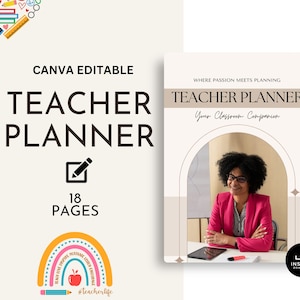 Canva Printable Teacher Planner, Teacher Binder, Academic Planner Bundle, Digital Lesson Plan, Canva Editable Template, Student Organizer