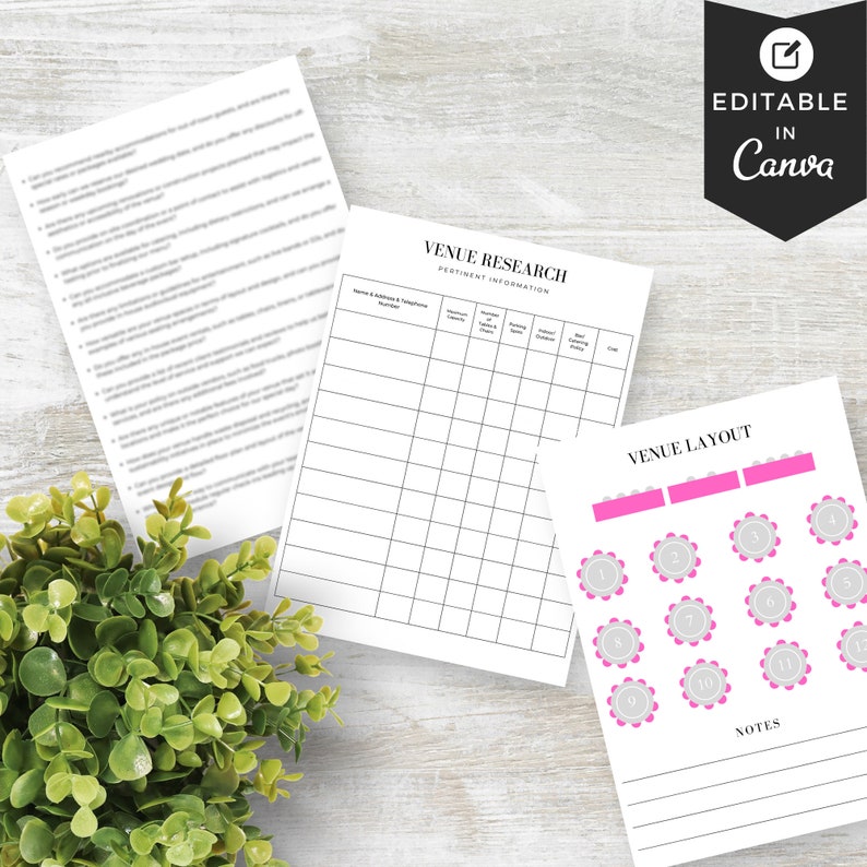 Wedding Venue Checklist Template and Comparison Guide - Etsy