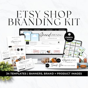 Etsy Shop Branding Kit Canva Template, Banner Set, Etsy Sellers, Listing Templates Canva, Diy Photo Covertemplate, Branding Kit, Editable