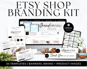 Etsy Shop Branding Kit: Canva Banner Templates, Mockups (Digital Download)