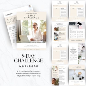 Canva 5-Day Challenge Templates, Challenge Workbook, Challenge Journal, Canva Template, Instant Download