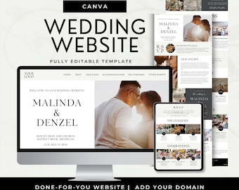 Elegant Wedding Website Template: Canva Timeline, RSVP (Digital Download)