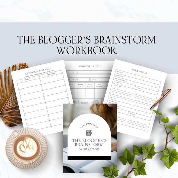Blogging Brainstorm Workbook: Content Planner (Canva Editable, PDF)