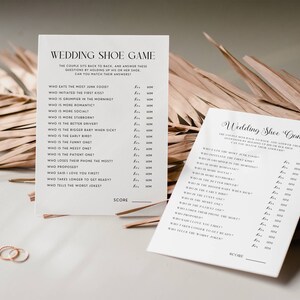 Wedding Shoe Game, Bridal Shower Games, Reception Fun Couple Game Card, Editable Canva Template, He Said She Said, Couples His or Her Trivia