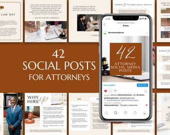 Social Media Posts For Attorneys, Law Firm, Lawyer Facebook Templates, Attorney Instagram Post, Law Firm, Legal Aid Posts, Canva Marketing