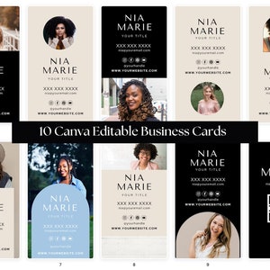 Coaching Business Card Template: Photo & QR Code, Editable Canva Design (9 Cards)
