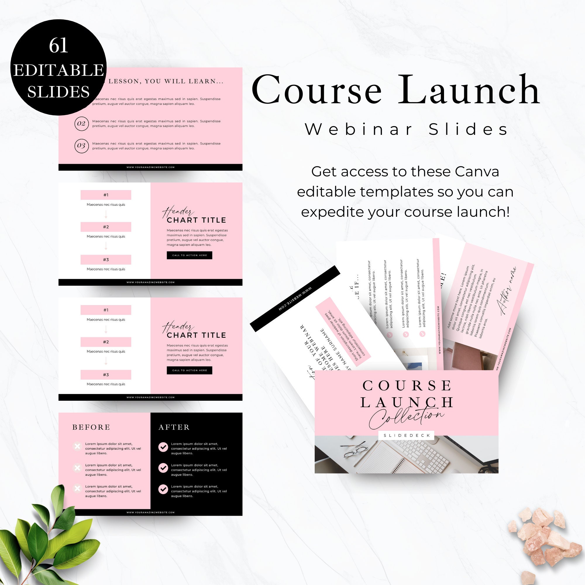 CANVA Slide Deck for Ecourse & Webinar E-course Slides Canva - Etsy