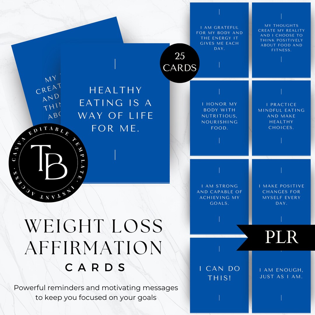 Weight Loss Affirmation Cards Canva Editable Affirmation Etsy
