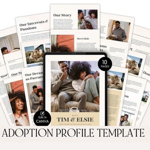 Plantilla de libro de perfil de adopción, editable en Canva, carta a la madre biológica, perfil de bricolaje, viaje de adopción, descarga digital, perfil de mascota