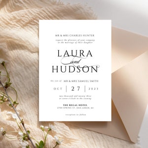 Modern Wedding Invitation Template, Minimal Wedding Invitation Card, Printable Wedding Invitation Template, Simple Invitation, Canva, MZ2023