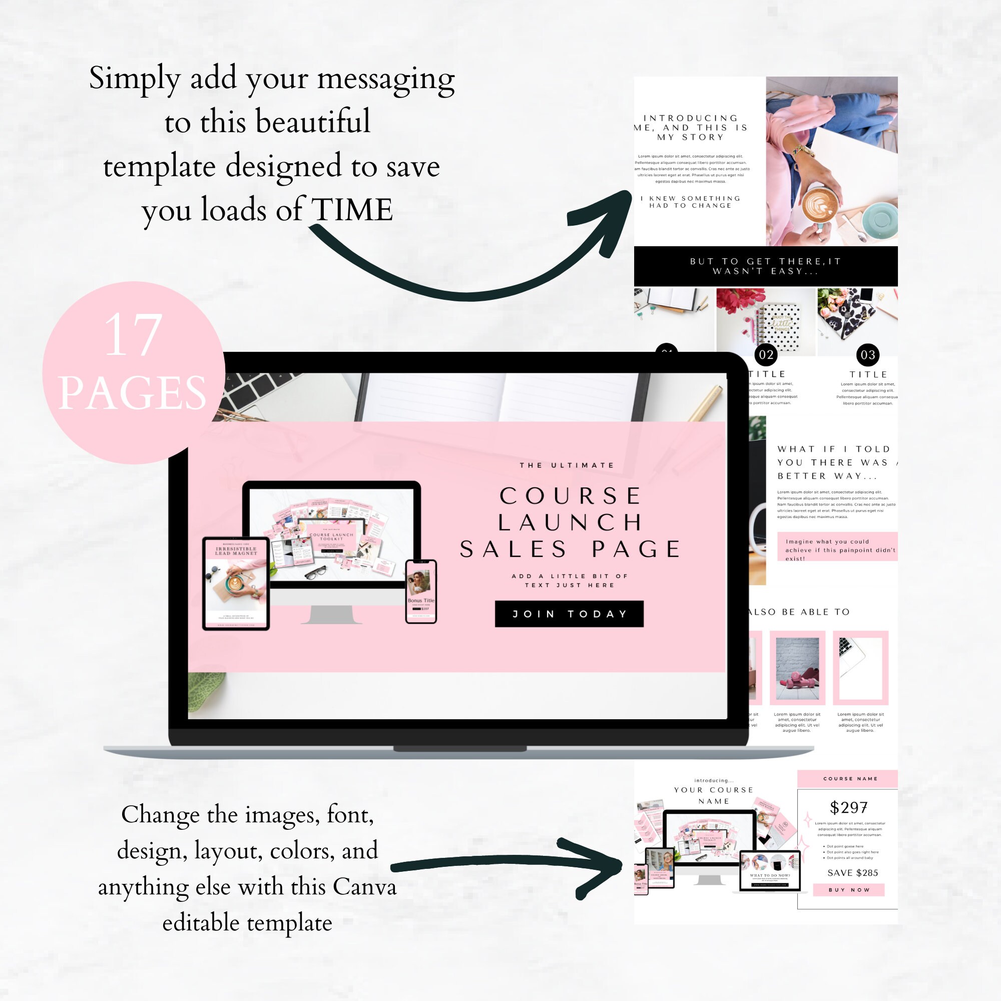 Online Course Sales Page Template Canva Course Sales Funnel Coaching Online Course Sales Page Template Canva Course Sales Funnel Coaching
