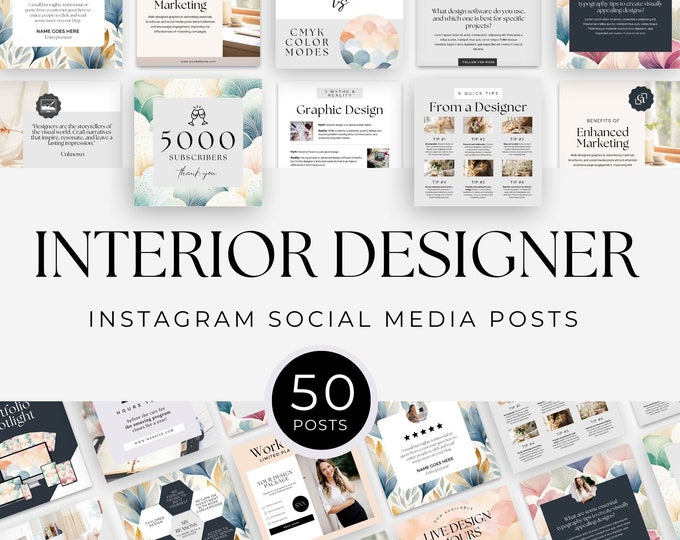 Interior Design Instagram Carousel Posts | Editable Canva Templates ...