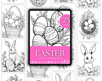 Easter Doodle Coloring Page For Kids, Adult Coloring, Custom Gift, Art Coloring Sheet, Easter Coloring For Adults, Kids Coloring Page, Pdf