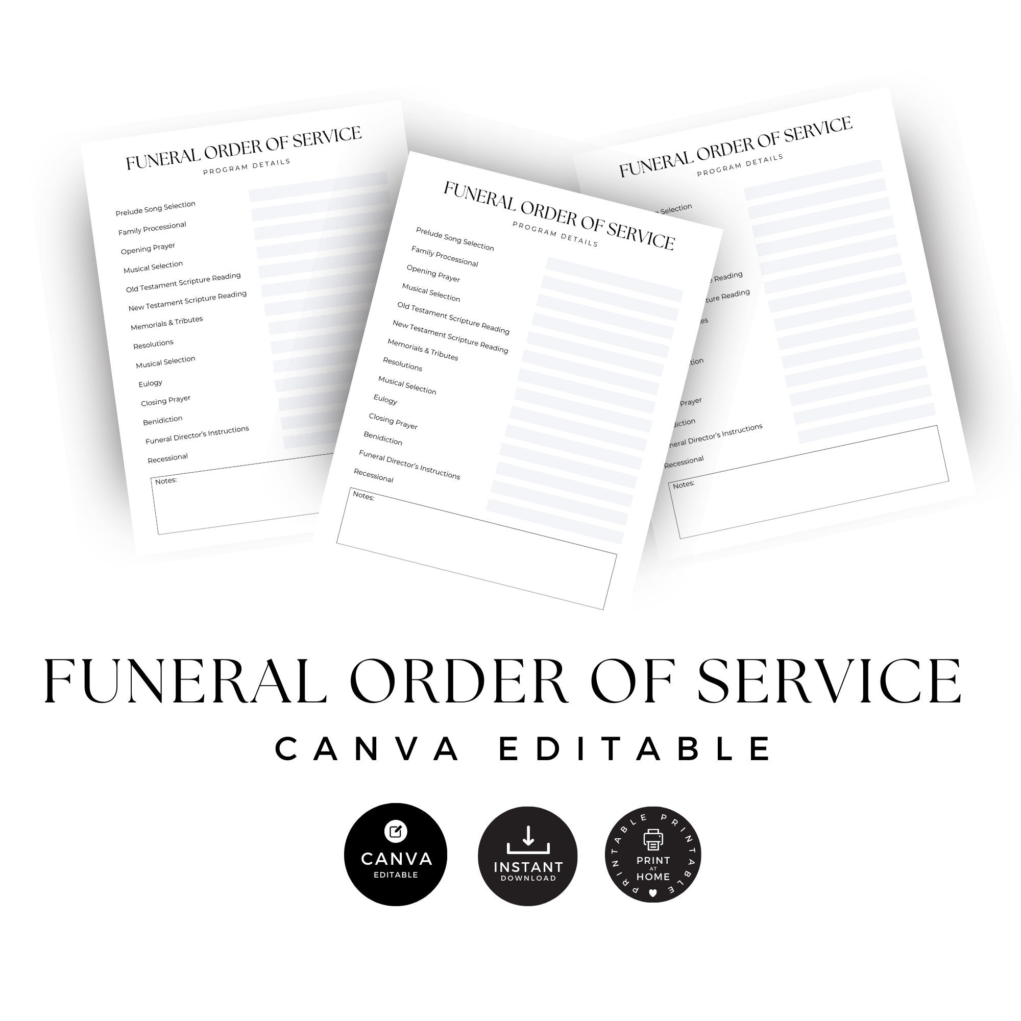 Funeral Service Planner, Celebration of Life, Printable Funeral ...