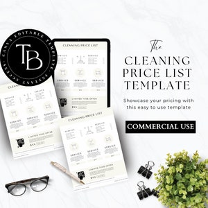 Cleaning Pricelist, White Pricelist, Cleaning Service Forms, Price Sheet, Editable In Canva, Cleaning Service Price List, Cleaning Invoice